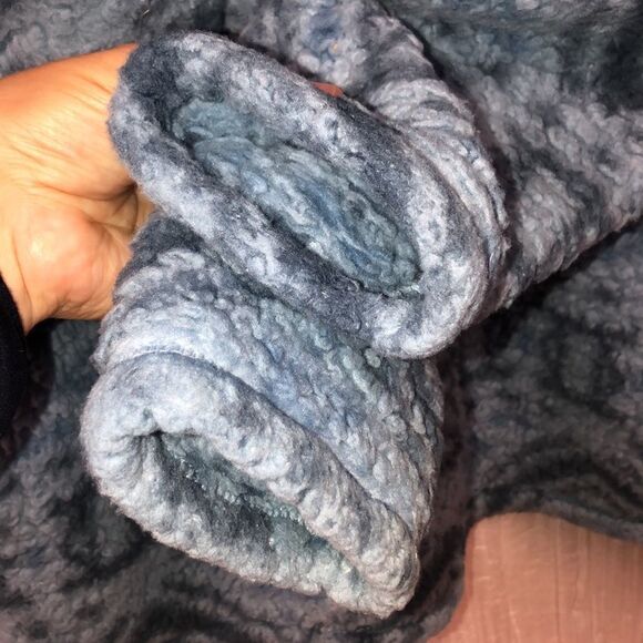 Home Free M Blue Navy Sherpa Teddy Pullover Quarter Zip Sweatshirt - Picture 6 of 15